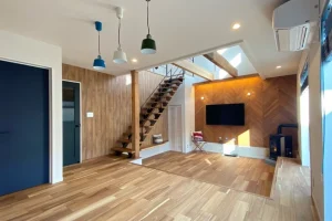 堺市中区様邸施主の大工さんが張ったヘリンボーンの壁｜注文住宅施工事例